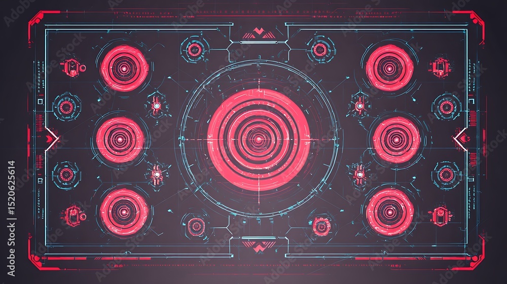 Fototapeta premium Futuristic interface with red and blue glow