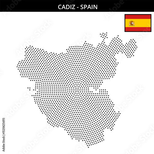 Medium circular dotted map of cadiz in Spain