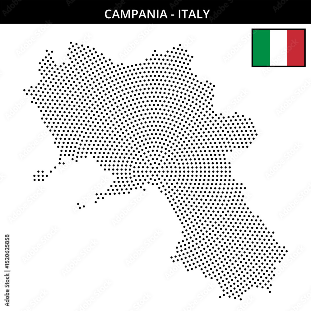 Fototapeta premium Medium circular dotted map of campania in Italy
