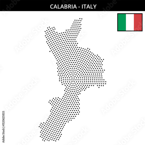 Medium circular dotted map of calabria in Italy