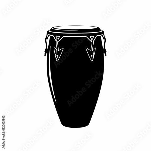 Black silhouette of a single conga drum standing upright on a white background, showing the tuning hardware.