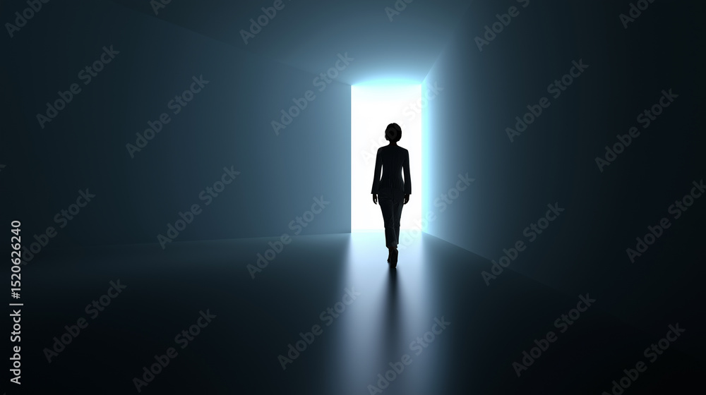 A silhouetted figure walks towards a bright doorway, symbolizing new opportunities, solutions, or a fresh start.
A silhouetted figure walks towards a bright doorway, symbolizing new opportunities, solutions, or a fresh start.