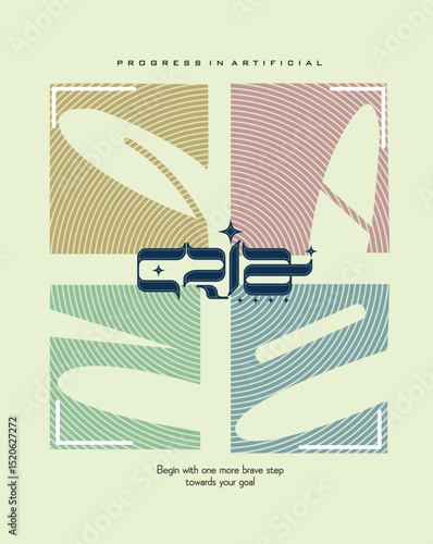 Gaze colorful typography design with round stripes texture for fashion print and graphic