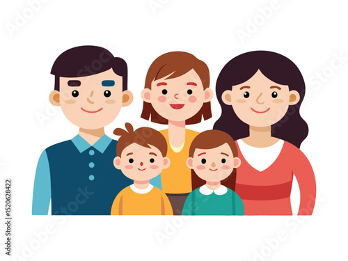 Happy family portrait illustration isolated on white background
