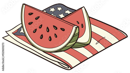 Sweet, juicy watermelon slice vector illustration, perfect for summer fruit and healthy dessert designs