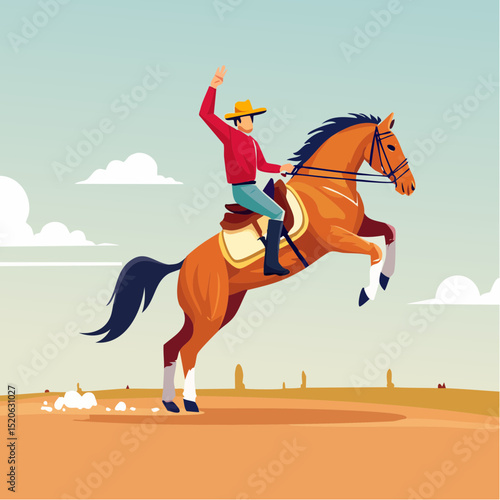 A clean and modern silhouette of a bronc rider in action, designed in a minimal style for versatile use.