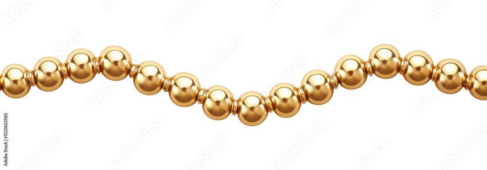 Fototapeta premium Elegant string of shiny gold spherical beads isolated on transparent background