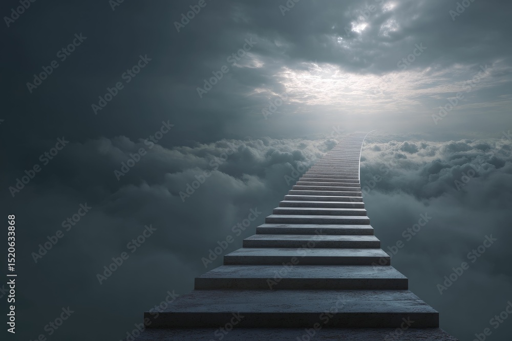 Fototapeta premium A symbolic staircase ascending toward mental clarity
