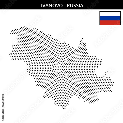 Medium circular dotted map of Ivanovo in Russia