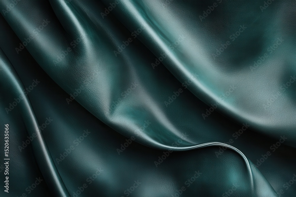 Obraz premium Teal silk fabric with elegant folds.