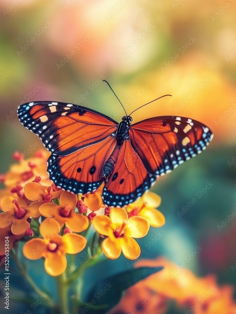 Fototapeta premium Beautiful butterfly on a flower. AI.