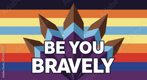 Motivational Graphic Print with Inspiring Phrase 'Be You Bravely' Ideal for Home or Office Décor