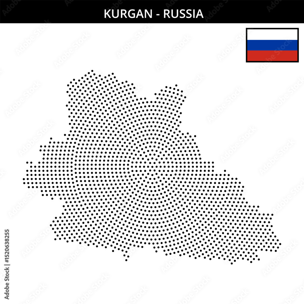 Fototapeta premium Medium circular dotted map of Kurgan in Russia
