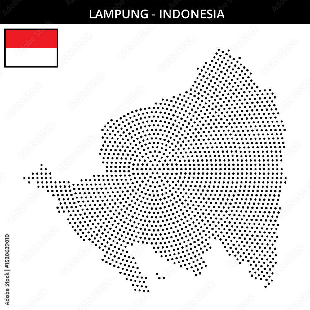 Fototapeta premium Medium circular dotted map of lampung in Indonesia
