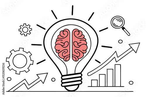 Creative Idea Lightbulb Brain Growth Success Business Concept Illustration