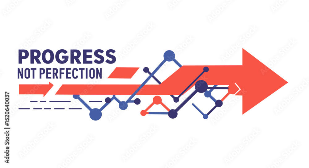 Fototapeta premium Progress Not Perfection Motivational Design for Success, Growth, and Improvement