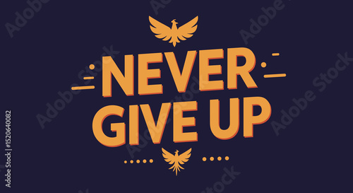 Never Give Up Motivational Wall Art Print - Inspirational Quote Decor for Office or Home