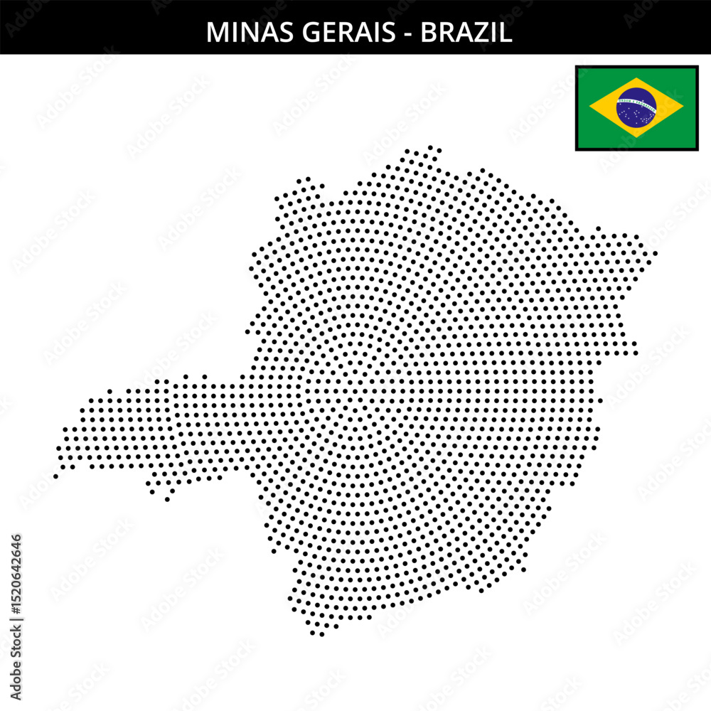 Fototapeta premium Medium circular dotted map of minas-gerais in Brazil