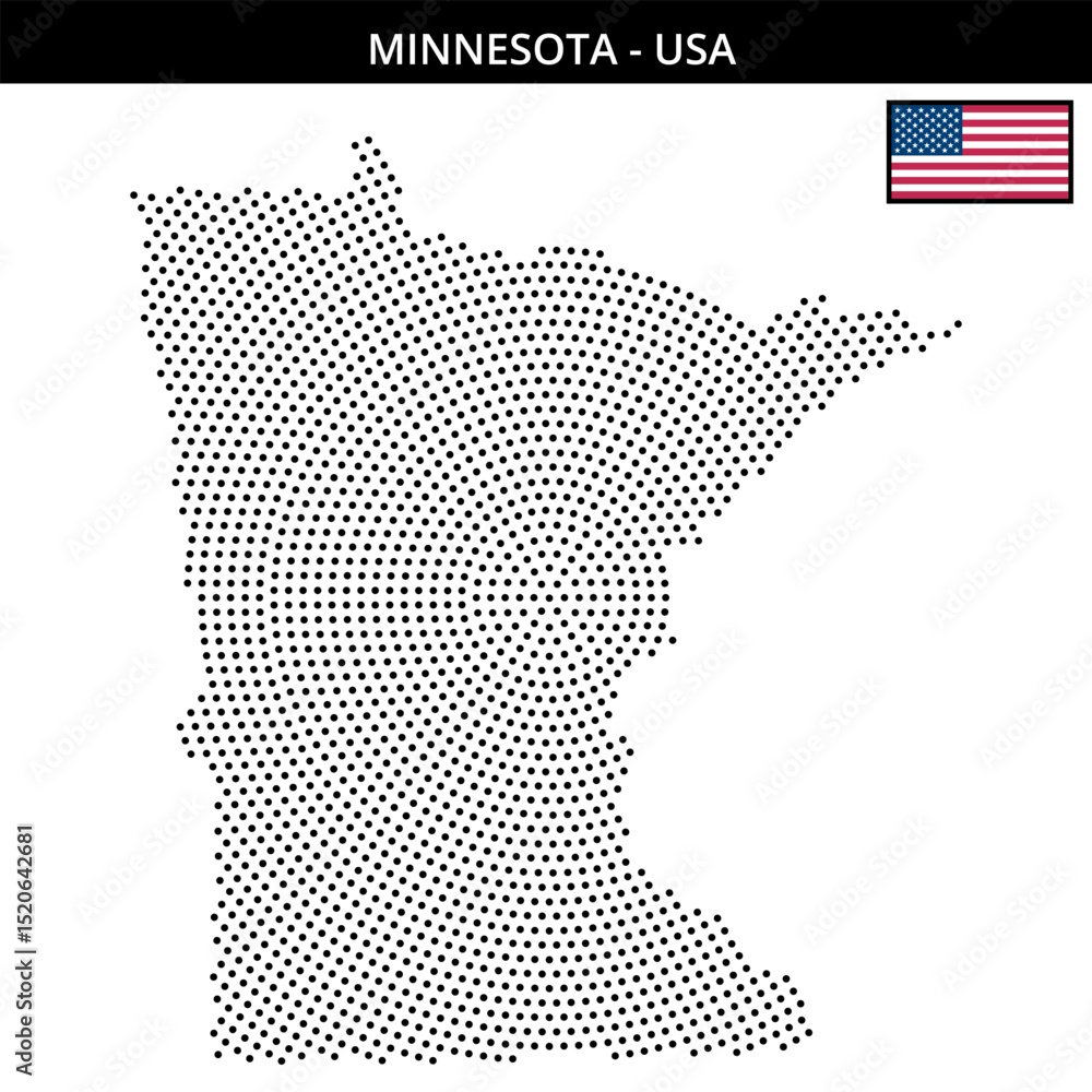 Fototapeta premium Medium circular dotted map of minnesota in the USA