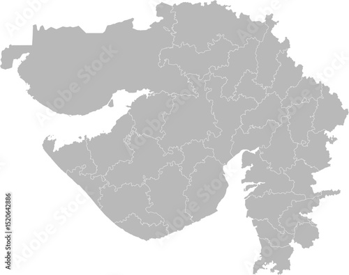 Gujarat, India – administrative vector map with district boundaries (Web Mercator projection, PPT-compatible & fully editable)