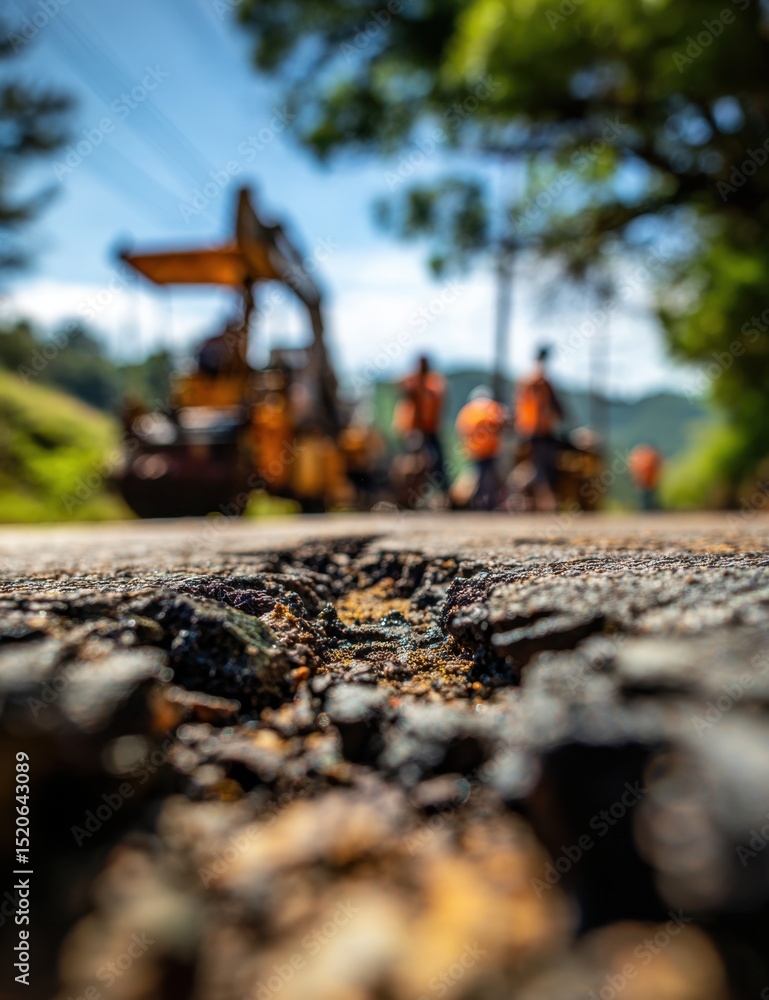 Naklejka premium Road repair construction heavy equipment outdoor
