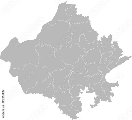 Rajasthan, India – administrative vector map with district boundaries (Web Mercator projection, PPT-compatible & fully editable)