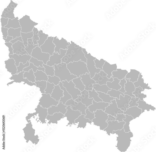 Photos Uttar Pradesh, India – administrative vector map with district boundaries (Web M