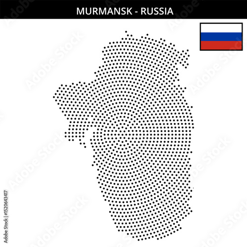 Medium circular dotted map of Murmansk in Russia
