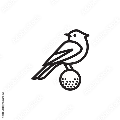 bird on top of golf ball logo design for golf sport