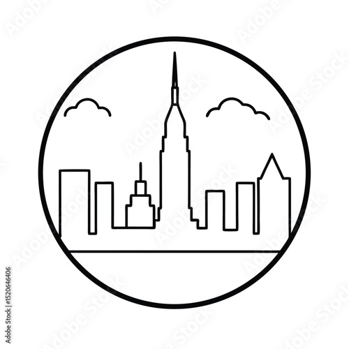 set of icons of city