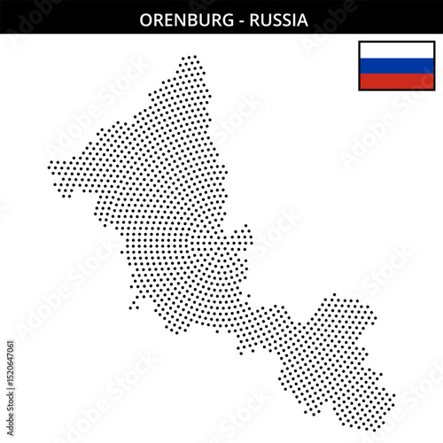 Medium circular dotted map of Orenburg in Russia