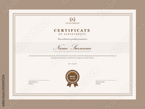 Vintage certificate of appreciation template. Multipurpose certificate design with retro style.