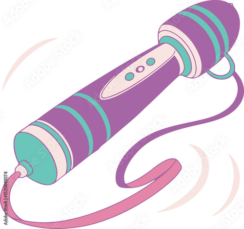 Colorful Vibrating Wand Massager Illustration – Erotic Wellness Device Concept