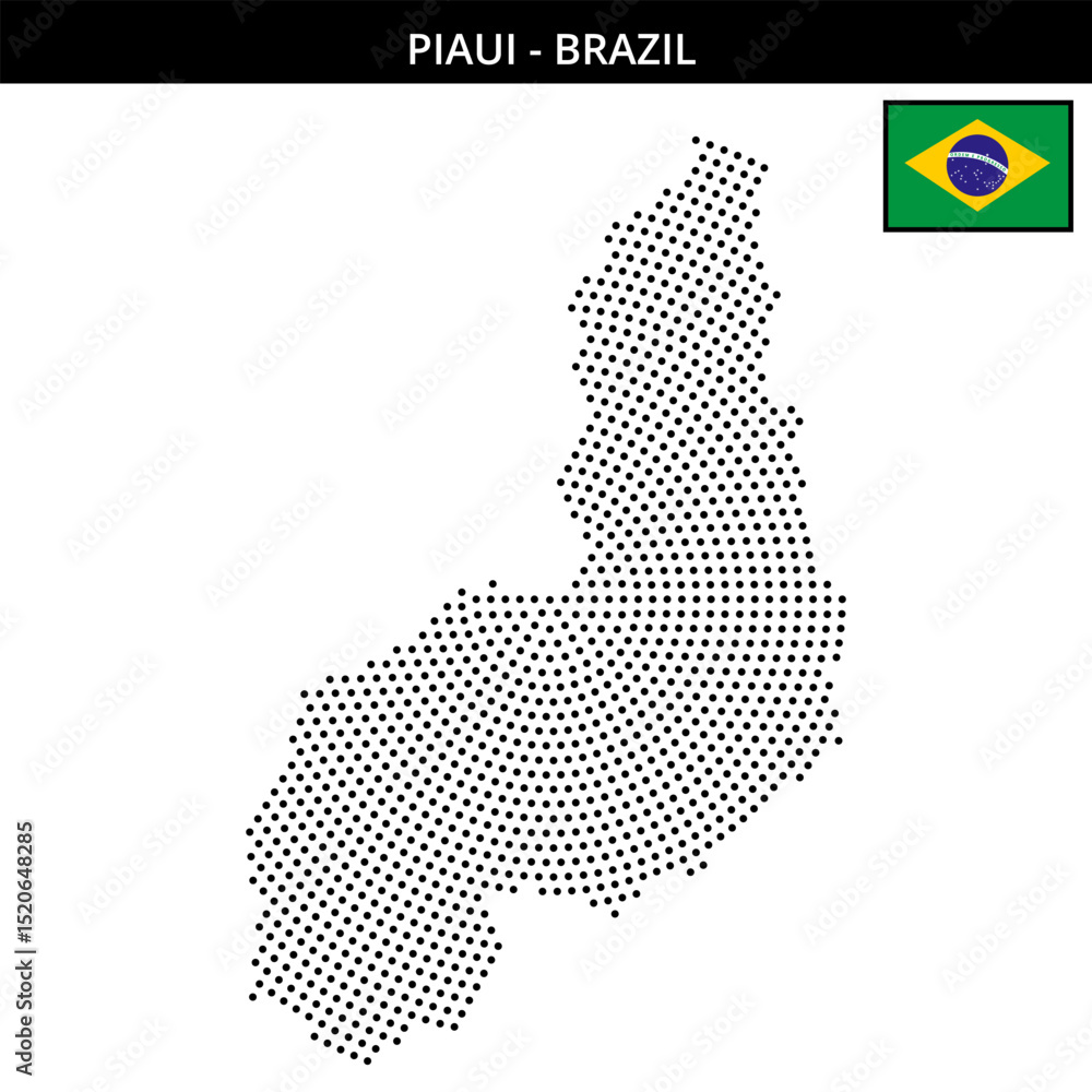 Obraz premium Medium circular dotted map of piaui in Brazil