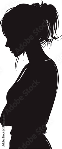 Silhouette of a woman in profile, conveying a sense of introspection and calm.
