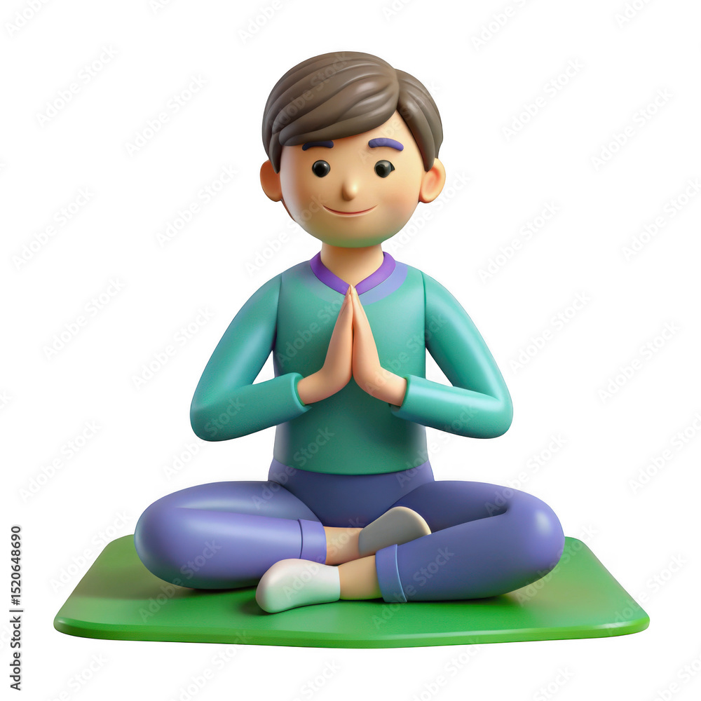 3d cartoon boy meditating in lotus pose isolated on transparent background 3d cartoon boy meditating in lotus pose isolated on transparent background