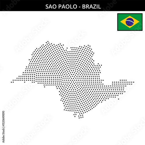 Medium circular dotted map of sao-paolo in Brazil