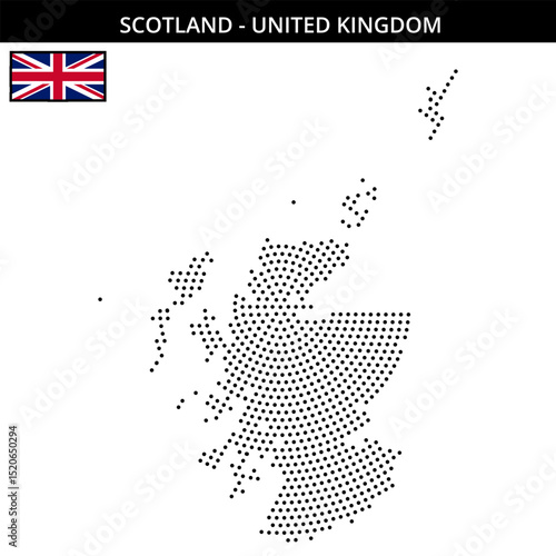 Medium circular dotted map of scotland in United Kingdom