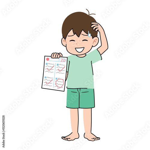 テストが赤点だった男の子