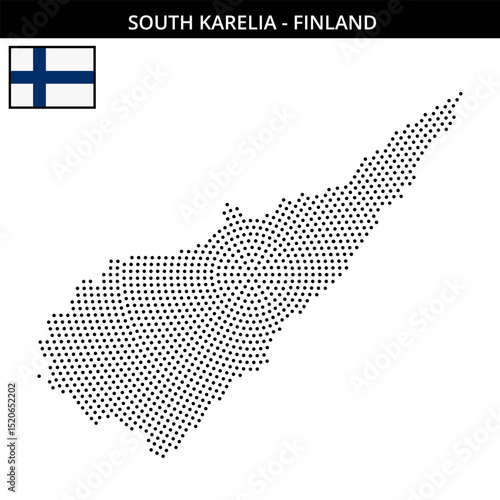 Medium circular dotted map of south-karelia in Finland