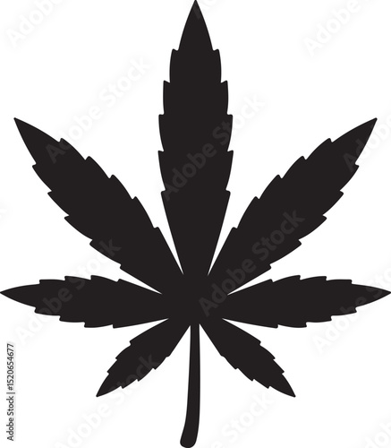 Cannabis Leaf Silhouette Vector Icon isolated on white background