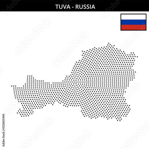 Medium circular dotted map of Tuva in Russia