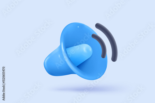 3d megaphone speaker or loudspeaker bullhorn for announce promotion in nightclub, megaphone loud hailer with microphone, voice shouting in nightlife. 3d speaker icon vector render illustration