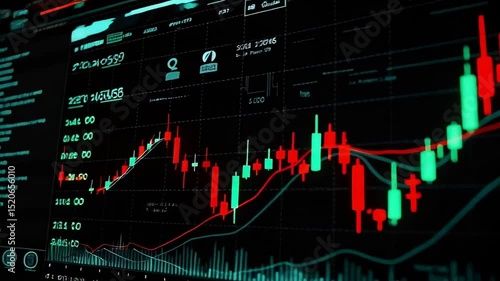 Wallpaper Mural Stock market chart with hand pointing to data on screen Torontodigital.ca