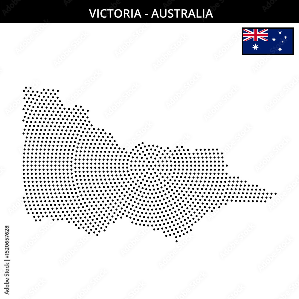 Obraz premium Medium circular dotted map of Victoria in Australia