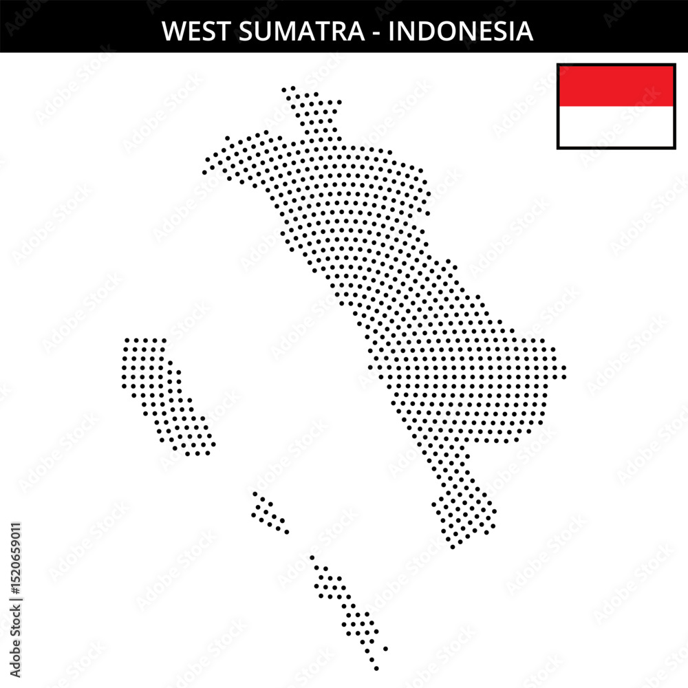 Obraz premium Medium circular dotted map of west-sumatra in Indonesia
