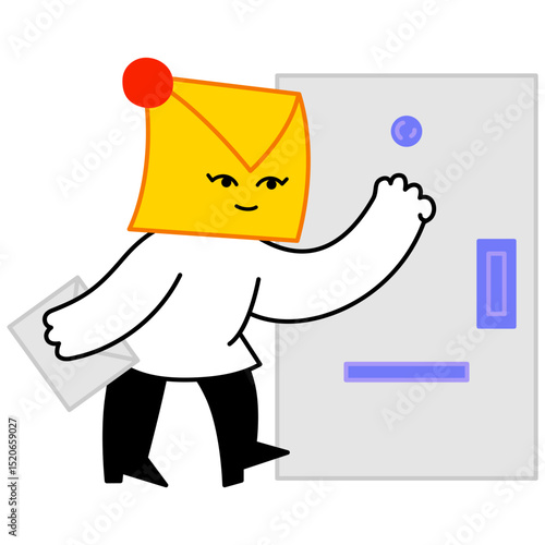 Postal worker character delivering letter
