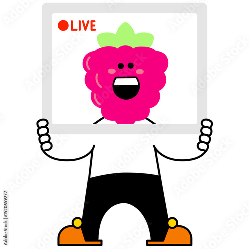 Raspberry head character live streaming