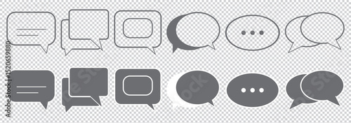 speech balloon, chat bubble line art icon for apps and websites. Set of speech bubble, comic sticker, chat box and empty social media message balloon silhouette or communication network EPS 10