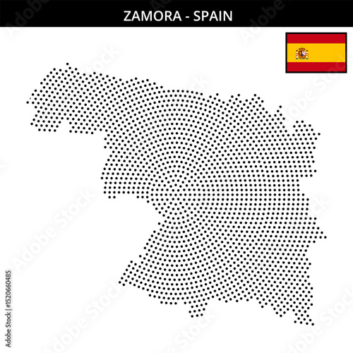 Medium circular dotted map of zamora in Spain
